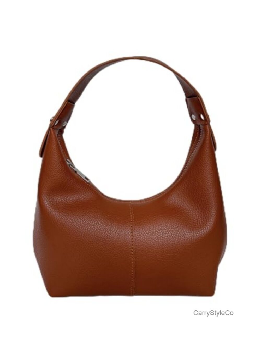 PU Leather Hobo Shoulder Tote Clutch Crescent Slouchy Bag Zip Closure Top Handle